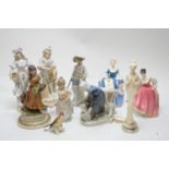 Figurines by Copenhagen, Doulton and others.