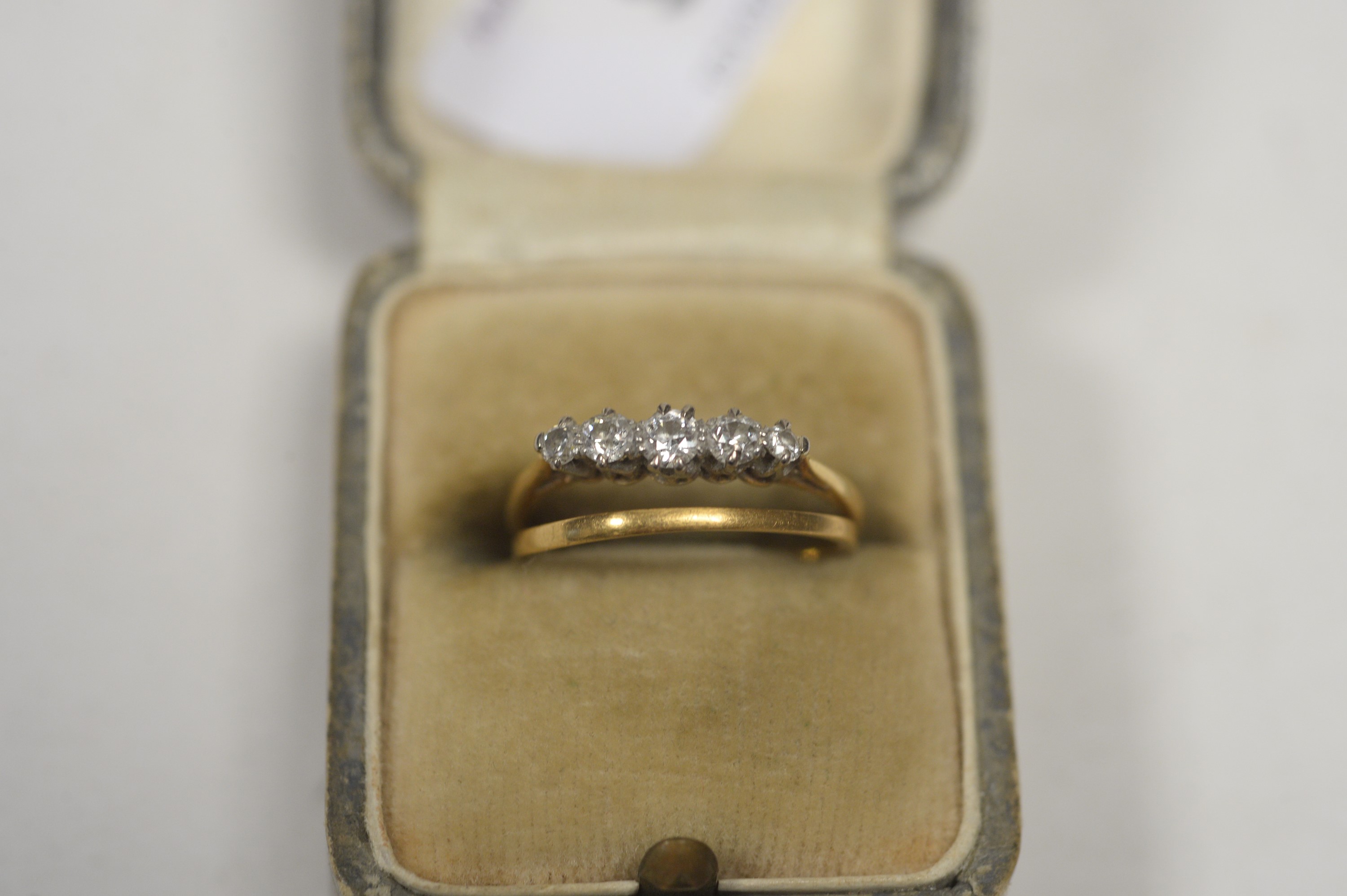 A five stone diamond ring; and a wedding band. - Image 2 of 2