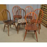 Set of six Windsor style kitchen chairs.