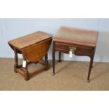Early 20th C piano stool; and small drop leaf occasional table.