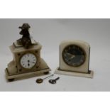 Two marble mantel clocks.