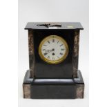A black and coloured marble mantel clock.