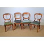 Four Victorian dining chairs.