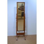 Early 20th C mahogany cheval mirror.