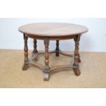 Mid 20th C circular oak coffee table.