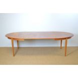 Gudme Mobelfabrik teak oval extending dining table.