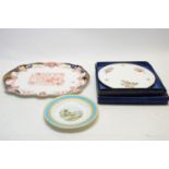 A Royal Crown Derby meat plate; and other plates.