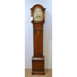 Mid 20th C oak longcase clock.