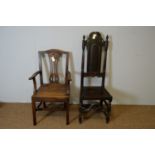 17th Century style hall chair; and George III armchair.