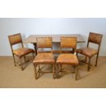 Mid 20th C dining table and four chairs.