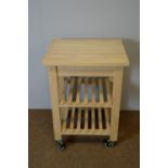 Kitchen 'butcher's block style softwood trolley.