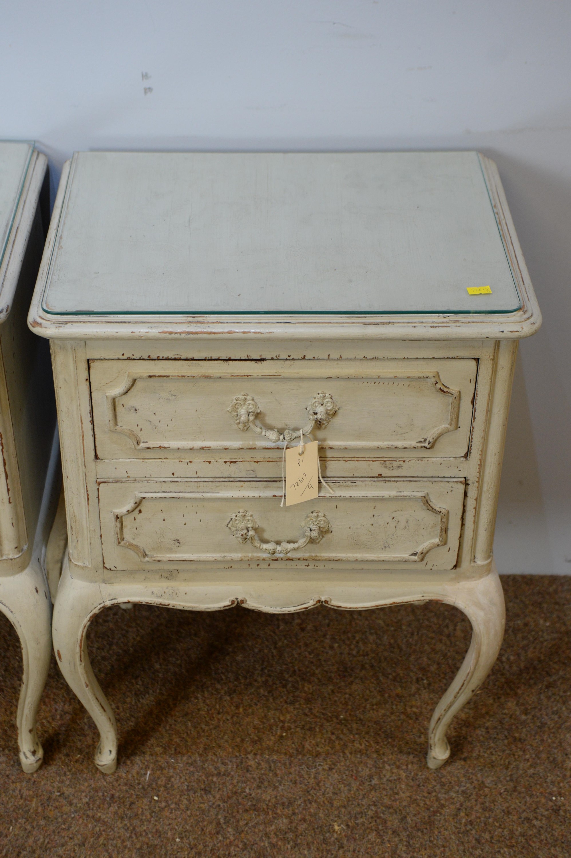 Pair of 20th C French 'Shabby Chic' bedside chests. - Image 2 of 3