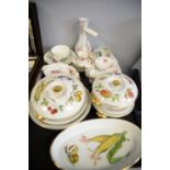 Ceramics by Worcester, Crown Staffordshire, and others.