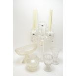 Glass candelabra and other glassware