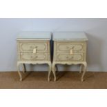 Pair of 20th C French 'Shabby Chic' bedside chests.