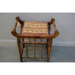 Edwardian turned beechwood piano stool.