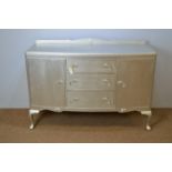 Mid 20th C bowfront silver-painted sideboard.