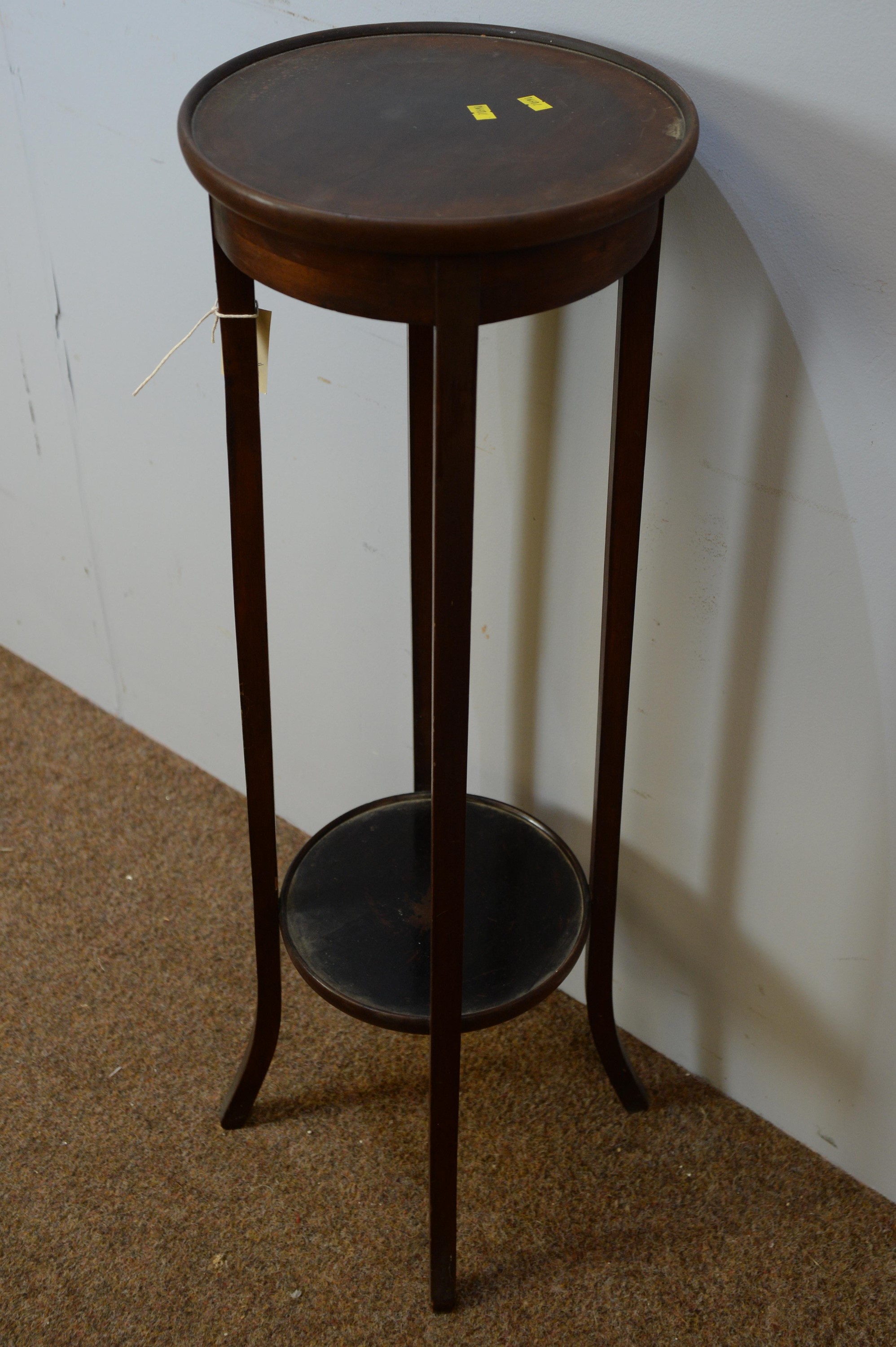 Metal nine drawer filing unit; and Edwardian mahogany two-tier plant stand. - Image 5 of 6