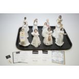 Twelve Royal Doulton figurines and six certificates.