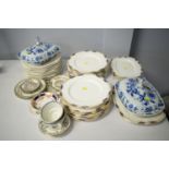 Selection of Meissen style, Staffordshire and other tableware.