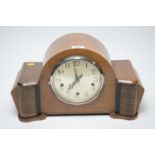 An Enfield Royal three train walnut Art Deco mantel clock.