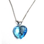 A heart shaped blue topaz pendant