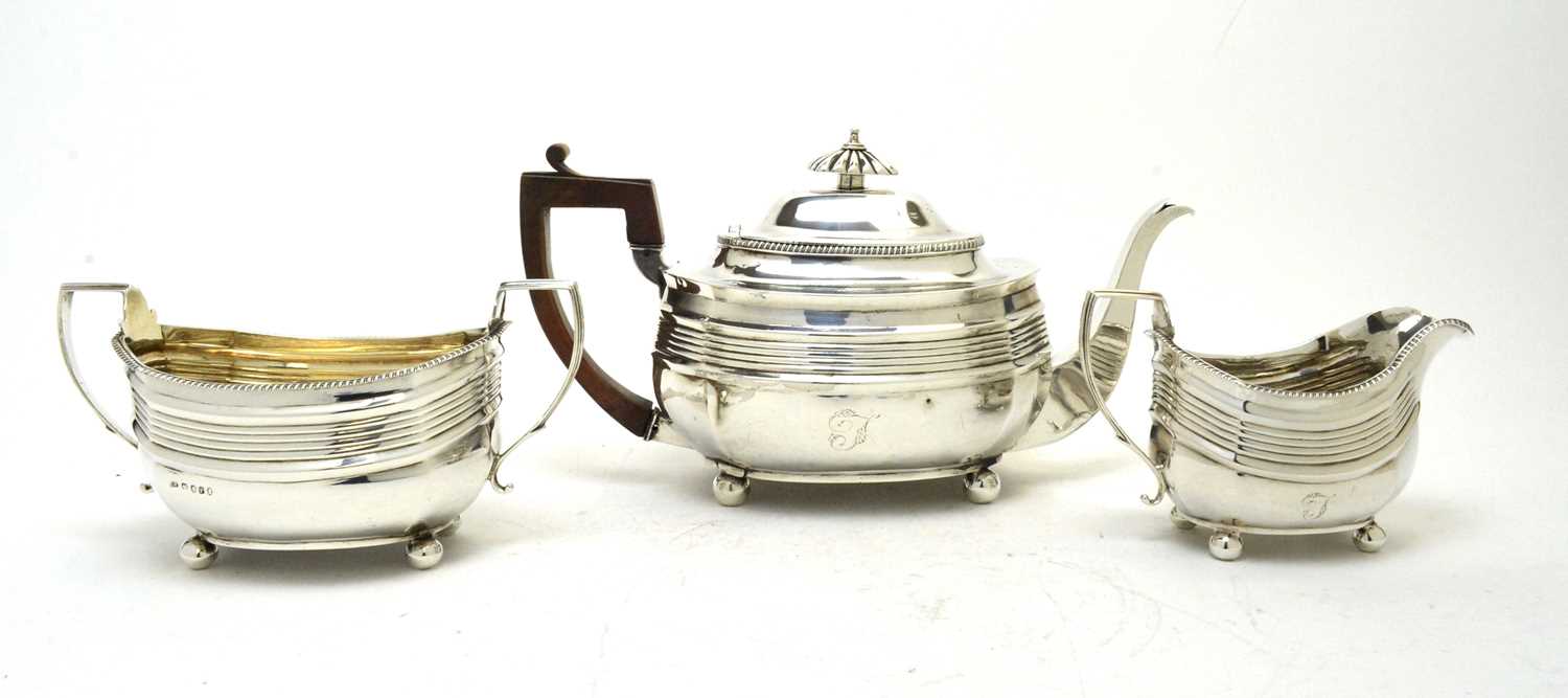George III silver three piece tea service