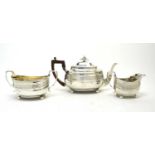 George III silver three piece tea service