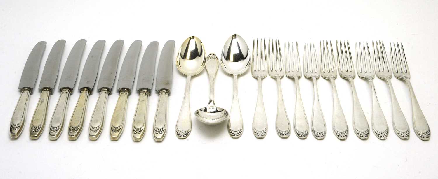 A part suite of German 800 standard silver cutlery.