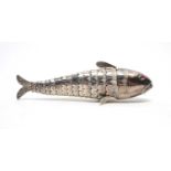 Early 20th C Danish silver reticulated fish pattern snuff box.