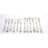 Set of six early 20th C German fish knives and forks.