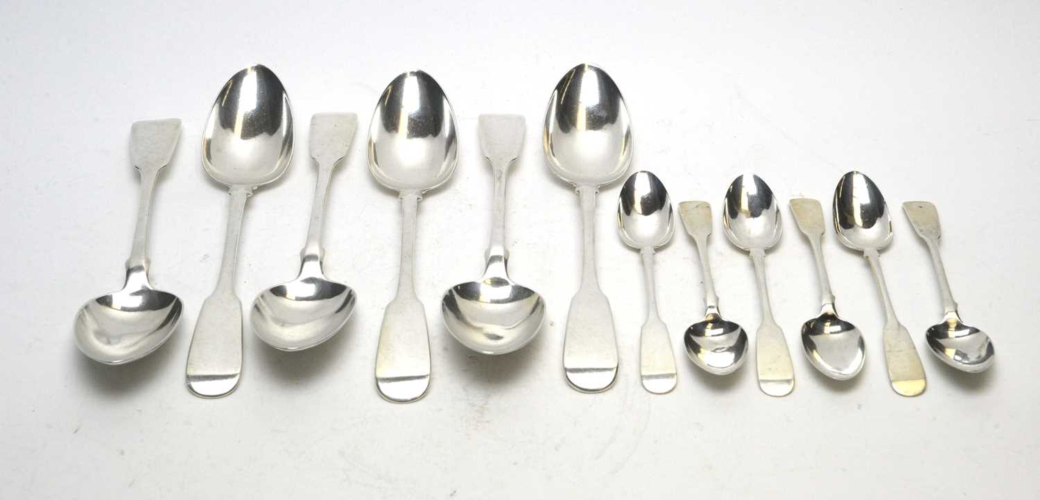 Silver table spoons and teaspoons