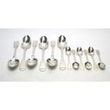 Silver table spoons and teaspoons