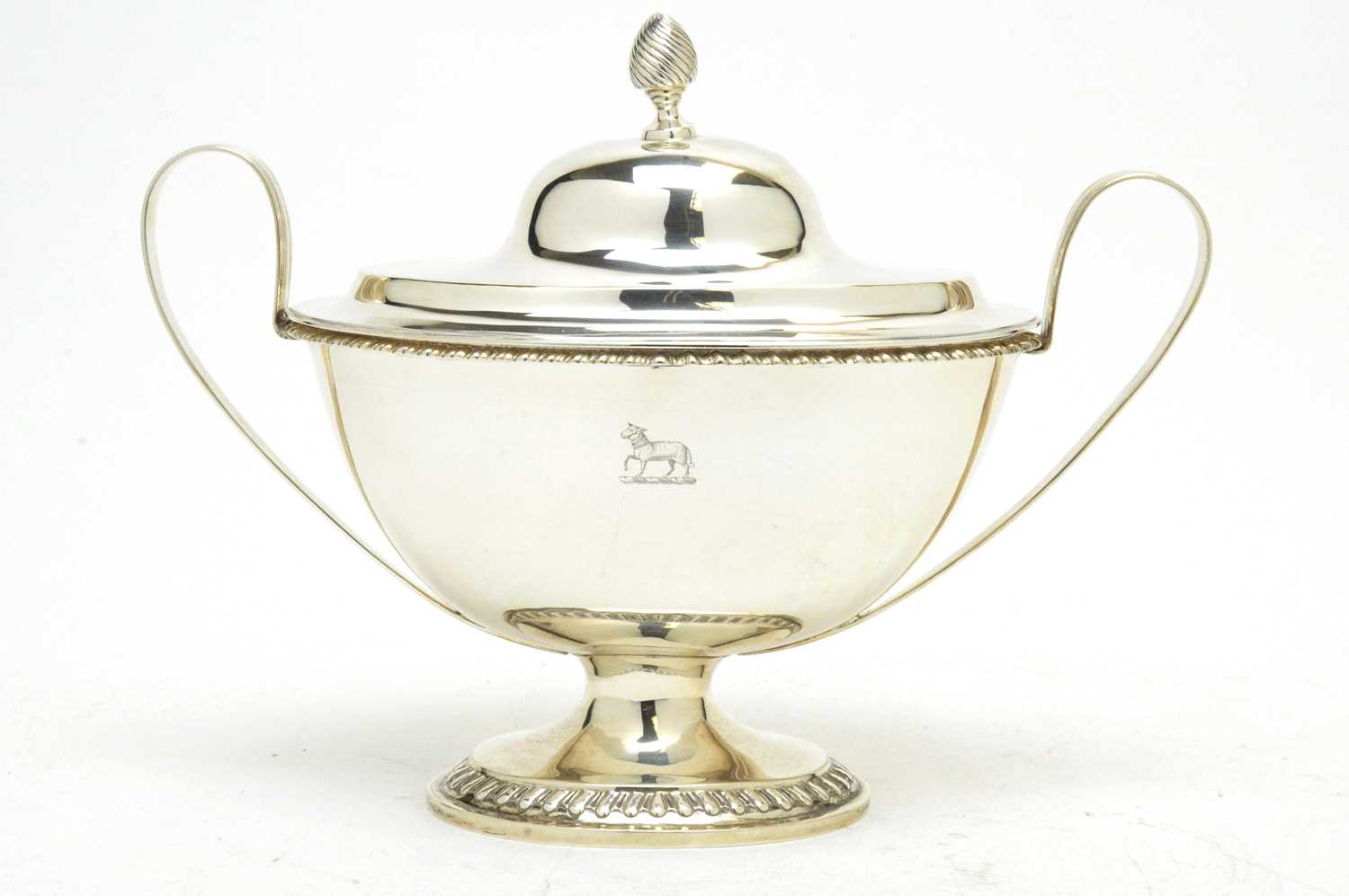 A late Victorian silver two-handled tureen.