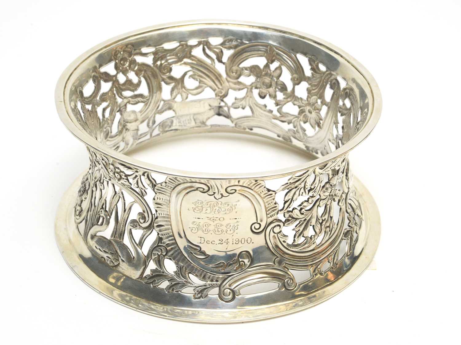 A late Victorian silver dish or potato ring.