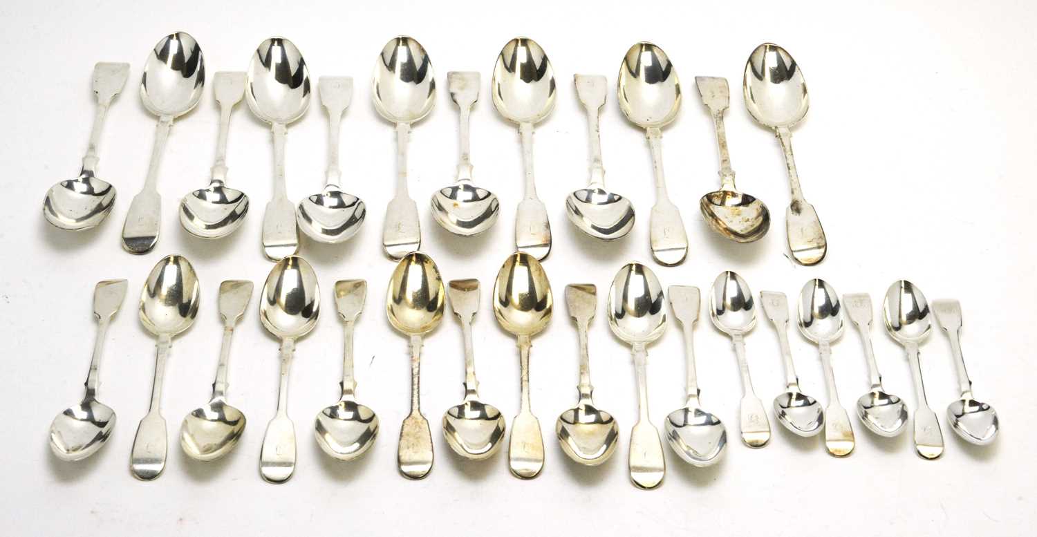 A suite of Victorian silver spoons.