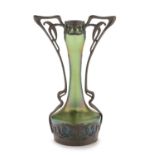 Art Nouveau style pewter mounted vase