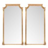 Pair of 20th century gilt framed pier mirrors