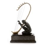 Hans Muller Bronze harp player