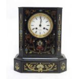A 19th Century inlaid ebonised mantel clock.