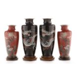 2 pairs of Japanese cloisonne vases