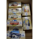 Eleven Corgi Classic diecast model buses.