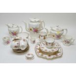 Part Royal Crown Derby and Royal Albert floral tea and coffee services.