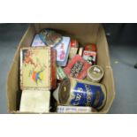 Selection of vintage and modern tins.