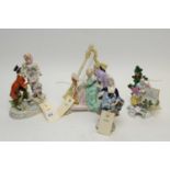 Four late 19th C Continental porcelain figural groups.