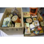 Selection of vintage and modern tins.