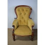 Late Victorian mahogany framed easy chair.