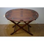 19/20th C mahogany butler's tray on stand.