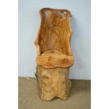 Scottish elm carved trunk chair.