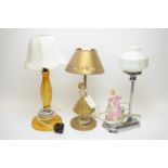 Art Deco style bedroom lamp; and two other bedroom lamps.